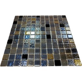 Resim MozaiKristaL Mutfak Tezgah Arası, Havuz, Sauna, Spa, ve Yaşam Alanlarının Tüm Yüzeyleri Için Lüsterli Siyah Kristal Cam Mozaik. Cam Ebatı: 23X23 Mm. File Ölçüsü: 30X30CM. (1 Kutu=11 File=1m2 Fiyatıdır ) 