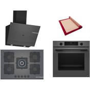 Resim Bosch Gri 3 lü Ankastre Set (HUA717BN0T-PNQ7B9P30O-DWK67PJ70T) Buhar Destekli - Pişirme Matı ile 