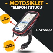 Resim Motobros Motosiklet Telefon Tutucu Su Geçirmez Gidon Aparatlı Ve Cüzdan Cepli 6.5”e Kadar 