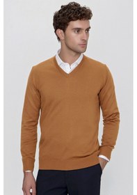Resim Morven Basic Dinamik Fit Rahat Kesim V Yaka Triko Kazak 99kc017004408 Camel 
