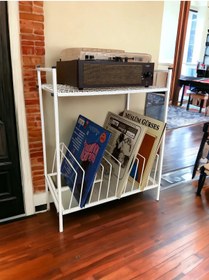 Resim AKIS HOME Plak Ve Pikap Sehpası Metal Beyaz 