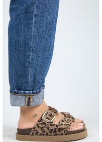 Resim İrene Platform Deri Kadın Terlik Leopar-7125 Leopar 