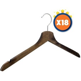 Resim Nyn Ahşap Elbise Gömlek Askısı Ceviz Renk 18 Adet Kahverengi 