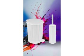 Resim Retro Tasarımlı Pedallı Çöp Kovası ve Klozet Fırçası Seti 