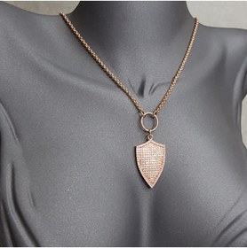Resim TONSTYLE Paslanmzaz Çelik Zincir Kalkan Rose Gül Uzun Kolye 