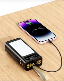Resim Zoli 30.000 Mah Kamp Işıklı 4x Usb,dahili Type-c, Lightning Kablolu Taşınabilir Hızlı Şarj Powerbank 