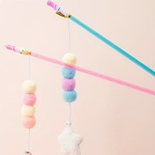 Resim Interaktif Kedi Oyuncağı - Esnek Halat Peluş Top Yıldız Şekilli Kolye Kışkırtma Çubuğu Sonsuz Eğlence ve Egzersiz için 