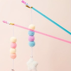 Resim Interaktif Kedi Oyuncağı - Esnek Halat Peluş Top Yıldız Şekilli Kolye Kışkırtma Çubuğu Sonsuz Eğlence ve Egzersiz için 