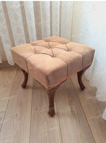 Resim Kapitoneli Makyaj Pufu Ayak Ucu Puf Ceviz Ayak 45 45 Vizon 