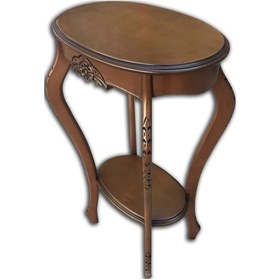 Resim Fiskos Çiçeklik Oyma OVAL Model Ihlamur ağacı ayak Parlak Ceviz MDF tabla EL Yapım 