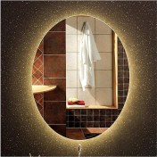 Resim Global Led Mirror 73X93 cm Elips Ledli Ayna Banyo Aynası Dekoratif Ayna Boy Ayna Salon Duvar Ayna 