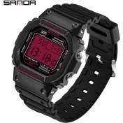 Resim Hanyang Yükseltme Kırmızı Sanda Dijital Saat Erkekler Su Geçirmez Dalış LED Erkek Saati Spor Erkek Saatler Üst Marka Askeri Relogio Masculino Saat 329 (Yurt Dışından) 
