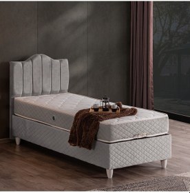 Resim Trend Tek Kişilik Baza Başlık Letto Yatak Seti Gri 90 x 200 