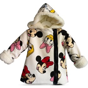 Resim happykds123 Çocuk Mont 3 Iplik Kumaş,kuzu Peluş,soğuklar Için Birebir,hafif Metaryel,mickey Mause Desen 