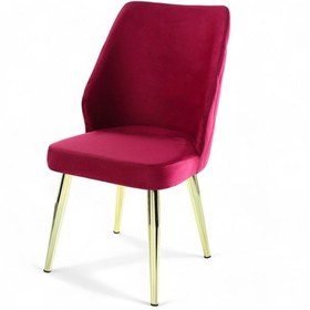 Resim Puffy Sandalye - Babyface Bordo Kumaş - Metal Gold Ayak 