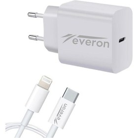 Resim Everon CH-EVR-002 iPhone Apple Uyumlu iPad 25 W Type-C To Lightning Hızlı Şarj Cihazı 