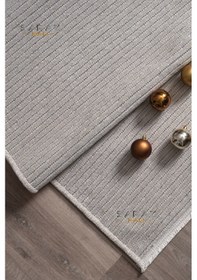 Resim Saraz Halı Dizayn Şönil Dokuma Kayma Yapmaz Makinede Yıkanabilir Leke Tutmaz Kesme Bohem Kilim Krem Krem 