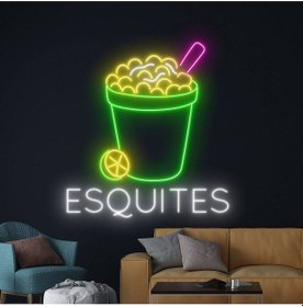 Resim Esquıtes Yazılı Ve Şekilli Neon Tabela Çok Renkli 