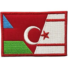 Resim Ex Patch Azerbaycan Türkiye Kıbrıs Bayrağı Nakış Patch Peç - 8 X 5 Cm 