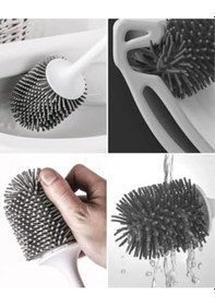 Resim Wc Tuvalet Banyo Fırçası Klozet Fırçası Oval Siyah Siyah 