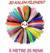 Resim dvrktasarım Divrak3d Filament Pla 1.75mm Pla 25 Renk X 5 Metre 3 Boyutlu Kalem Flamenti 