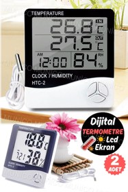 Resim Gaggani 2 Adet Dijital Ekran Termometre Nem Saat Alarm Higrometre Ölçer Mekan Elektronik Monitör Oda Termo 