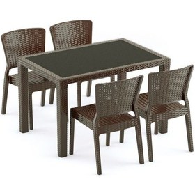 Resim Bintaşmobilya 4 Kişilik 80 x 120 CM Venge Dış Mekan Bahçe Masa Sandalye Takımı Venge 