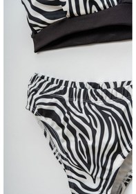 Resim Beniizle Desenli Kız Çocuk Bikini Takım Siyah/beyaz 