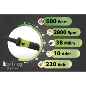 Resim Badem10 Uzun Kalıpçı Taşlama Makinesi Elektrikli 38 mm 500 W 