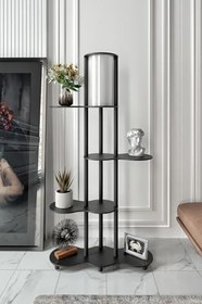 Resim TRAVERS Lambader – Ekstra Geniş 24x72 cm Taban, 140 cm Yükseklik, Modern Dekoratif Ahşap Görünümlü Gövde, E27 Duy Uyumlu, LED Ampul ile Kullanılabilir, Göz Yormayan Aydınlatma (Siyah) 