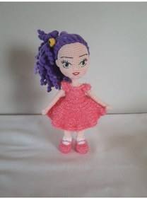 Resim Amigurumi Mor Saçlı Kız Oyuncak 