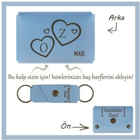 Resim Miaju Açık Mavi, İsme Ve Harfe Özel Kalpli Cüzdan Ve Anahtarlık Set, Sevgililer Günü Aşkını Ölümsüzleştir Açık Mavi 
