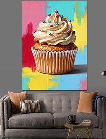 Resim Kremalı Cupcake Tatlı Posteri Dekoratif Kanvas - Mdf Ahşap Tablo 