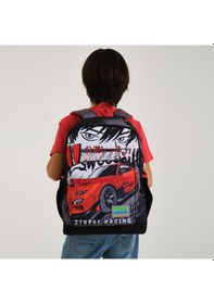 Resim Coral High Kids Siyah Kırmızı Anime Araba Desenli 2'li Okul Çanta Seti Set0223747 