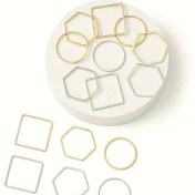 Resim 60 Adet Karışık Renk Bakır Geometrik Şekil Çıngı Seti - DIY Takı Yapımı için Çok Yönlü Pendentler, Küpeler, Kolyeler için 