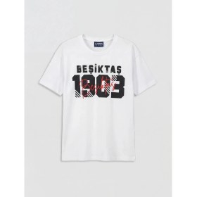 Resim LC Waikiki Lcw Kids Beyaz Bisiklet Yaka Beşiktaş Baskılı Erkek Çocuk Tişört ve Şort 