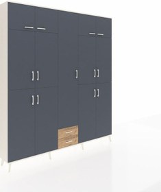 Resim Arges Dolap 10 Raflı 2 Çekmeceli 4 Askılı 220x30x243 Aytaşı-antrasit/çam Antrasıt/atlas Çam 