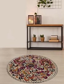 Resim Pelangi Jüt Hasır Kilim Görünümlü Dijital Baskılı Kaymaz Taban Yıkanabilir Modern Salon Halısı Ve Yolluk, Karışık Renkli 180 x 180 
