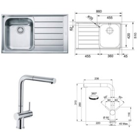 Resim Franke Nex 611 Tek Gözlü Eviye+Active Plus Doccia Krom Armatür 