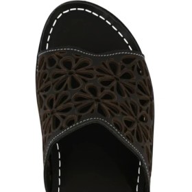 Resim Napa Shoes Rahat Kalıp Lazer Detaylı Hakiki Deri Kadın Dolgu Topuk Terlik NAPA-226L 
