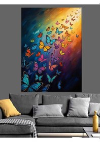 Resim Ahşap Tablo Kırmızı Ve Turuncu Yapraklı Ağaç 