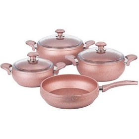 Resim Özkent K-520 Granit 7 Parça Güveç Tencere Seti Rosegold 