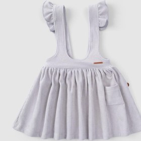 Resim Fitilli Kadife Bebek Jile Elbise Gri 