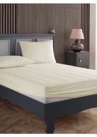 Resim Tek Kişilik Alez Seti %100 Pamuk Kapitone Su Sıvı Geçirmez Yatak Yastık Alezi Yatak Yastık Koruyucu Bej 