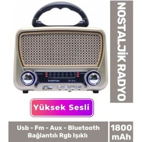 Resim Güneş Enerjili Yüksek Sesli Retro Nostalji Bluetooth USB Sd Kart Radyo Mp3 Player Müzik Kutusu 