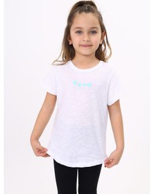 Resim Toontoy Kids Toontoy Kız Çocuk Palmiye Baskılı Düz Tişört Beyaz 