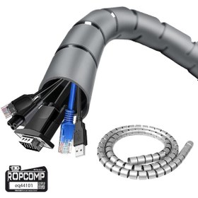 Resim Ropcomp Spiral Kablo Kanalı Kablo Düzenleyici Toplayıcı Tutucu 1.5m 22mm Gri 