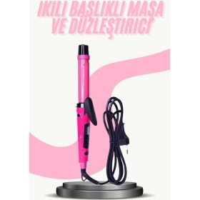 Resim Saç Düzleştirici Şekillendirici Saç Maşası Ikili Şekillendirici Isı Ayarlı 