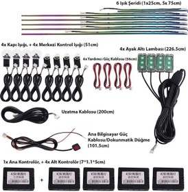 Resim Araç İçi Atmosfer Ambiyans Led Neon Rgb App Kontrollü 18 Parça 