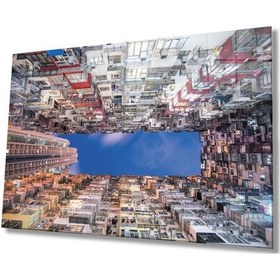 Resim Miyrem Glasses Collection -a1^ Renkli Geometrik Bina Cam Tablo, Cam Tablo 